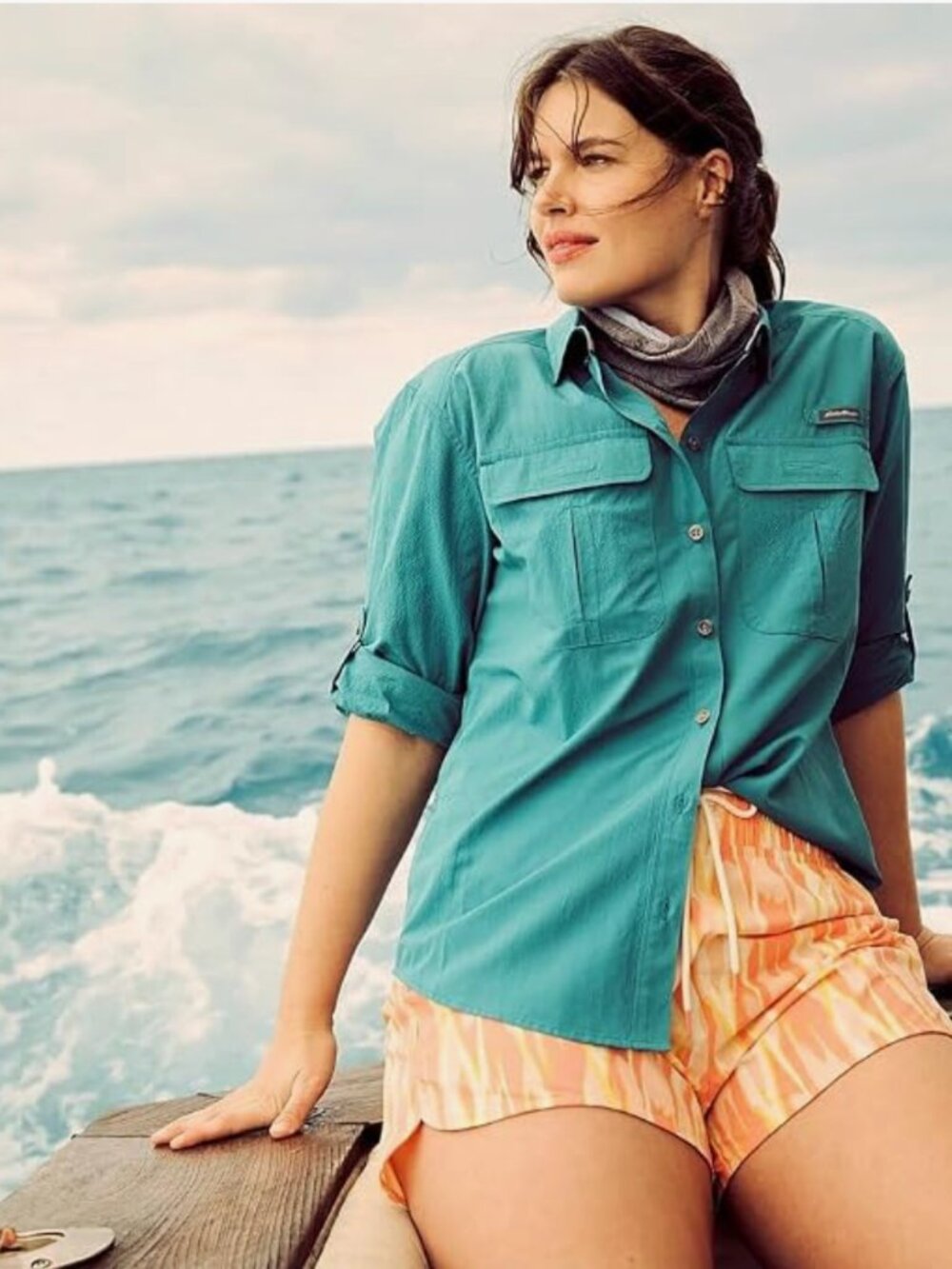 Eddie Bauer Women's Ventilated UPF Guide Long-Sleeve Shirt L Blue NWT